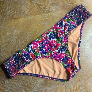J. CREW Smocked surf hipster bikini bottom Plus Size floral print
